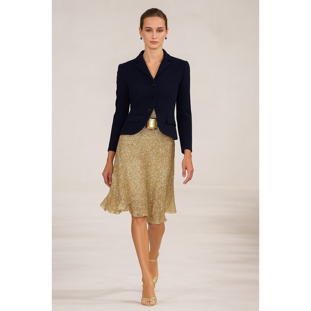 Ralph Lauren Collection Sequin Embellished Skirt Gold Runway Party Formal $5K 8